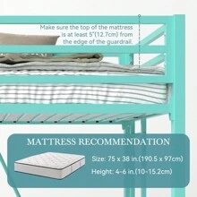 HOOMIC Twin Loft Bed Frame For Juniors & Adults, Heavy Duty Metal Loft Bed Twin Size With Full-Length Safety Guardrail & Removable Ladder, Space-Saving, Noise Free, Matte Black * Bed Frame Queen Queen Bed Frame Bed Frame Full Full Size Bed Frame King Size Bed Frame Twin Bed Frame Room Decor Home Decor Christmas Decor Bedroom Decor Valentine Day Decor Storage Living Room Decor Furniture House Decor