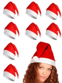 1 件装圣诞帽男女通用红色经典圣诞帽圣诞节新年节日派对礼物适合成人和儿童 - 1pc - 查看 9