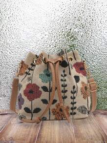 时尚独特的风格，出色的抽绳设计，彰显个性。采用耐用的尼龙材料制成，是一款时尚的旅行单肩包。无论您是踏上旅程还是满足日常需求，它都是绝佳的选择。 - 米色 - 查看 1