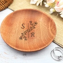 1 Customizable Wooden Ring Tray, Personalized Bridesmaid Or Bridal Jewelry Tray, Engagement And Wedding Accessories, Great Gift Idea - Redwood - View 7