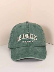 1 件时尚水洗蓝色字母洛杉矶印花复古棒球帽 - 綠色 - 查看 1