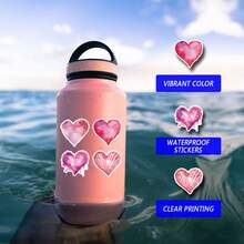 50 张/包心形情人节涂鸦贴纸，可爱卡通趣味美学标签贴纸套装，适用于剪贴簿、自粘密封文具、卡片、信封、吉他、乐器装饰、圣诞礼物、青少年派对用品、奖励、鼓励 - 黑色 - 查看 9