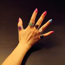 1 件什锦天然宝石水晶开口戒指、水晶戒指、天然石戒指、女士戒指、男士戒指、紫水晶戒指、玫瑰石英戒指、绿色东陵石戒指、虎眼石戒指、黑曜石戒指、情侣戒指、情侣礼物、情人节礼物 - 天然石戒指 - 查看 1