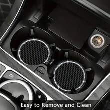 2pcs Silver Rhinestone Car Cup Holder Anti-Slip Coasters - Silver Diamond Coaster - View 3