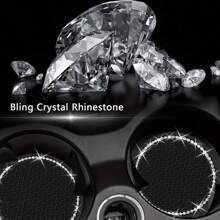 2pcs Silver Rhinestone Car Cup Holder Anti-Slip Coasters - Silver Diamond Coaster - View 5