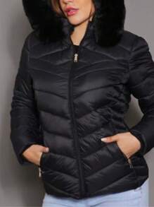 Bobojaco Women's Lined Jacket With Removable Hood - 黑色 - 查看 2