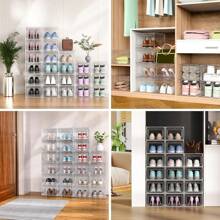 6-12 Pack Storage Bins With Lids,  Hard Plastic Storage Containers With Magnetic Acrylic Clear Door, 19.3 Qt Stackable Storage Box For Home,Office Organizing - Trong sáng - Xem 5