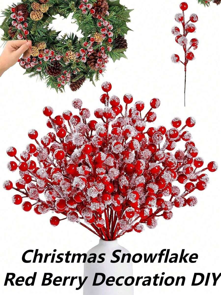 Tấm chèn trang trí Giáng sinh, Gói 10 cành quả mọng đỏ nhân tạo phủ tuyết Giáng sinh, Cành quả mọng đỏ hái bằng bình xịt tuyết Giáng sinh, Đồ trang trí cây thông Noel hoàn hảo cho ngày lễ, Đồ thủ công DIY Đồ trang trí Giáng sinh Trang trí nhà - Nhiều màu - Xem 1