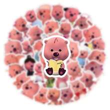 50 张卡通鼹鼠贴纸 | 可爱涂鸦奖励派对用品 - 适用于水瓶、笔记本电脑、行李箱的美学剪贴簿贴纸，是节日装饰的完美选择 - 粉色 - 查看 6