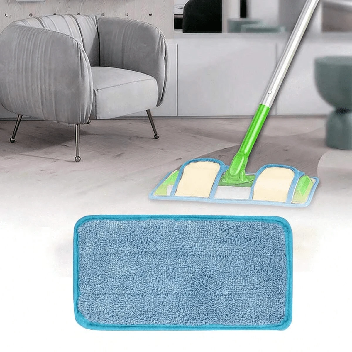 1/2 件装平粘拖把布超细纤维拖把垫拖把头替换拖把布旋转免提清洁，超细纤维清洁拖把更换垫，平拖把布，可水洗且耐用更换拖把布，干湿使用，易于清洁，厨房浴室客厅清洁用品，家用小工具返校用品