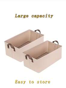 1 Giá để quần áo trong tủ có tay cầm, hộp đựng đồ bằng vải có khung thép, kệ có thể xếp chồng, giỏ đựng đồ có thể gấp lại, đựng quần áo và đồ chơi, thiết kế tối giản cho phòng khách/phòng ngủ, thích hợp cho tủ quần áo, đựng đồ chơi, đựng tạp chí và sách, giỏ đựng đồ giặt. - Màu be - Xem 5