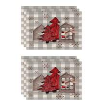 1pc/4pcs/6pcs Winter Christmas Decorative Placemats, Snowflake Reindeer Christmas Star Christmas Tree Bow Letter Linen Placemats, Dirt-Resistant Placemats, Suitable For Home, Restaurants And Cafes, Tabletop Decor, Home Supplies - Multicolor - View 20