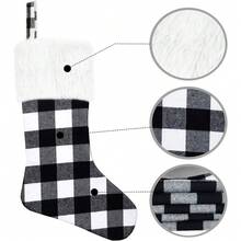 Christmas Stockings- 4 Packs 18" Buffalo Plaid Christmas Stockings With Plush Fluffy Cuff, Classic Large Christmas Stockings Decorations For Family Christmas Holiday Party (Black And White) - Black and White - 4 Pack - View 6