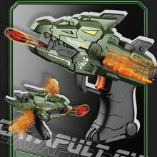 1件UFO枪男孩龙猎人战士子弹连发UFO弹射卡通恐龙软弹手枪玩具户外弹射玩具枪男孩生日礼物 - 彩色 - 查看 7