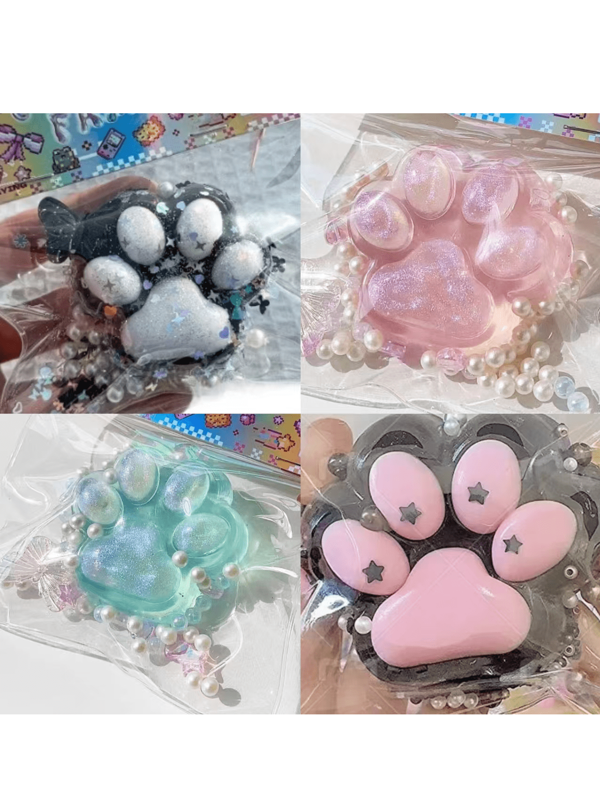 High Quality Pink-Golden Cat Paw Fidget Toy, Super Soft Touch Stress Relief Squishable Slow Rebound Sensory Toy (Pink-Golden Card Head Random)