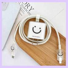 5 件套微笑/山线/鲸鱼设计电缆保护器兼容 iPhone 18-20W 充电器盖，防止断裂 - 彩色 - 查看 9