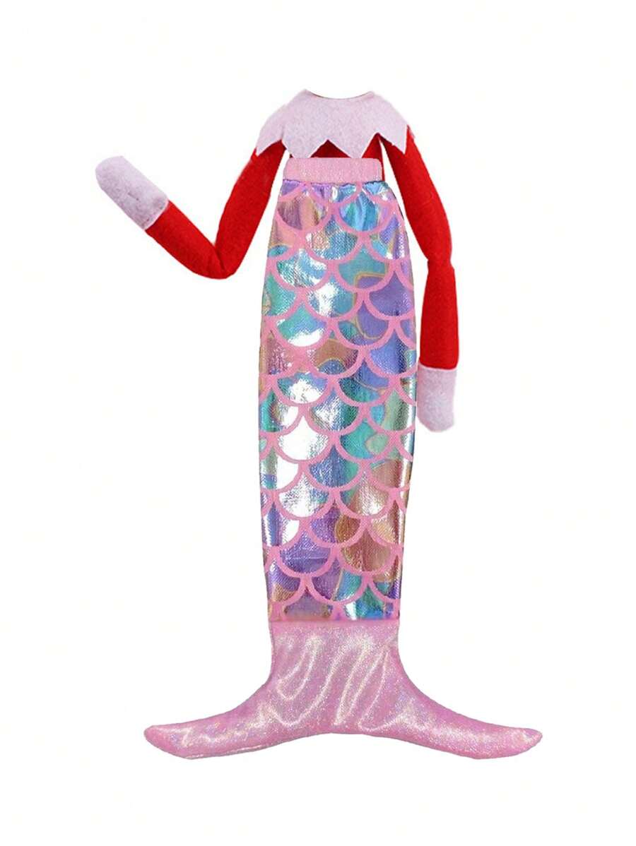 1pc Exquisite Christmas Doll Clothes For Mermaid Doll, Colorful Dress With Fine Sparkling Sequins, Suitable For Christmas Decoration Or Display,Christmas - Multicolor - View 1