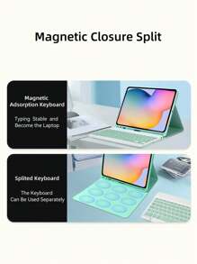 DANYCASE 适用于三星 Galaxy Tab A8 10.5 S6 Lite 10.4 S7 S8 11 S7 Plus S7 FE S8 Plus 12.4 保护壳带键盘平板电脑保护套 - 薄荷綠 - 查看 5