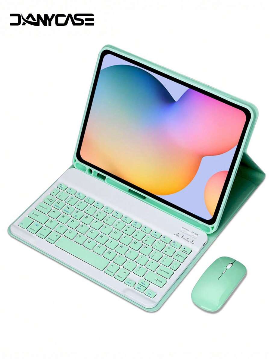 DANYCASE 适用于三星 Galaxy Tab A8 10.5 S6 Lite 10.4 S7 S8 11 S7 Plus S7 FE S8 Plus 12.4 保护壳带键盘平板电脑保护套 - 薄荷綠 - 查看 1