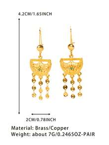 Bộ 2 bông tai hình học bất đối xứng sang trọng tối giản, màu vàng 24K, tự làm theo yêu cầu, quà tặng cho bạn bè, bạn gái, vợ, ngày lễ, sinh nhật, phù hợp cho phụ nữ và trẻ em gái đeo hàng ngày và ngày lễ - Vàng - Xem 7