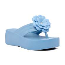 EVVA HIT Women's Platform Flip Flops Super Light And Soft EVA Heel Women's Platform Sandals Women's Clogs Women's Flat Sandals Women's Sandals - 藍色 - 查看 3