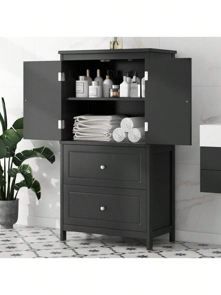 Bathroom Storage With Two Doors And Drawers