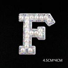 1 pièce 26 pièces autocollant en tissu avec alphabet de perles avec dos adhésif, livraison aléatoire, autocollant de décoration DIY avec perle, autocollant en tissu de lettre