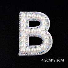 1 pièce 26 pièces autocollant en tissu avec alphabet de perles avec dos adhésif, livraison aléatoire, autocollant de décoration DIY avec perle, autocollant en tissu de lettre