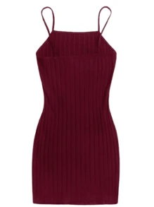 Ribbed Fitted Dresses S, M, L, XL Shipping In 24h - 1 ĐEN + 1 BORDO - Xem 3