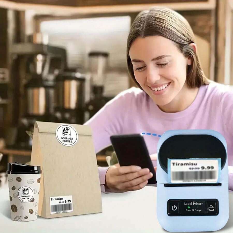 Portable Adhesive Barcode Logo Thermal Mini Name Label Sticker Label