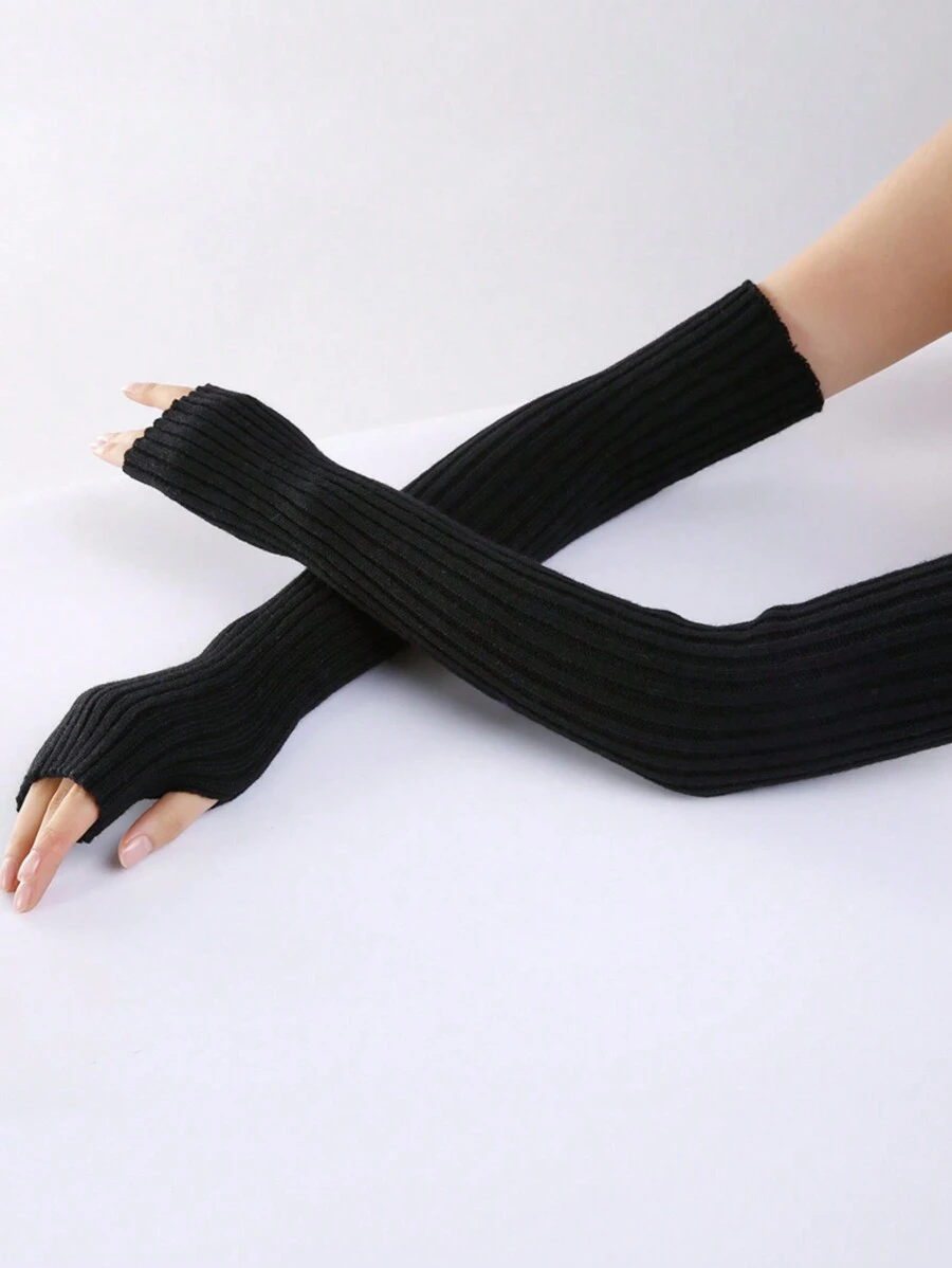 1 Cặp Găng Tay Thời Trang Nữ Ấm Áp Dài Gothic Lolita Tự Làm Găng Tay Đan Co Giãn Ngón Tay Găng Tay Trơn Cổ Điển Bảo Vệ Tay Áo Móc Tay Giữ Ấm Tay Găng Tay Khuỷu Tay Dài Không Ngón Tay Đan Len Tay Áo Mùa Đông Màu Trơn - Nhiều màu - Xem 1