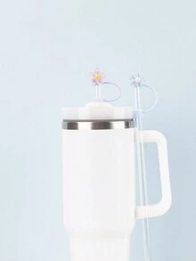 5 个 0.4 英寸/10 毫米吸管套，透明镂空五瓣花形硅胶吸管套，硅胶制成，适合 10 毫米吸管，适用于杯子，可重复使用的硅胶吸管套，适合派对、徒步旅行、旅行、送给朋友的礼物！ - 彩色 - 查看 5