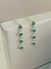 Earring With 4 Green Zirconias In 925 Sterling Silver Ref 26637 - 銀色 - 查看 2
