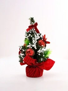 1Pc Artificial Mini Christmas Tree With Ornaments, Tabletop Small Pine Tree Christmas Decoration For Home, Office, Kitchen, Dining Table - Multicolor - View 10