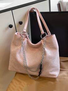 Túi đeo vai đính đá Rhinestone & pha lê cao cấp thời trang - Hồng - Xem 5