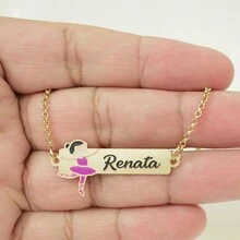 Pulseira Feminina Personalizada Bailarina Nome Renata Banhada Ouro 18K - 999015457