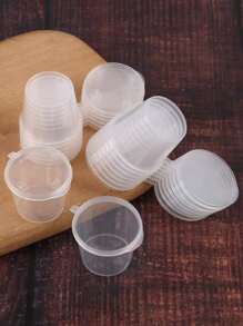 Vasos con tapa (1 onza/30 ml, paquete de 20) | Vasos de plástico desechables para preparación de comidas, control de porciones, aderezo de ensaladas, chupitos de gelatina y medicina, pequeño envase de plástico para condimentos - Blanco - Ver 7