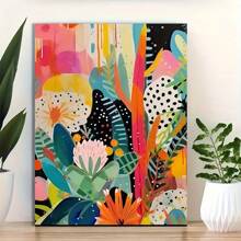 1 Piece Wooden Frame Thicken Canvas Painting, Wooden Frame Art Graffiti Abstract Flower Canvas Painting Wall Art Printed Poster Wall Painting Decoration Home Gift, Living Room, Bathroom, Bedroom, Kitchen - 20*30吋/50*76公分 帶框 - 查看 8