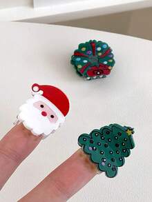 5 chiếc kẹp tóc họa tiết ông già Noel và cây thông Noel thanh lịch dành cho nữ, thích hợp để đeo hàng ngày, Giáng sinh - Nhiều màu - Xem 4