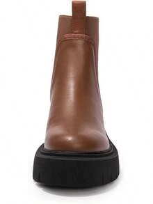 Women's Chelsea Boot Lug Sole Mid Heel Fashion Ankle Bootie - 棕色 - 查看 2