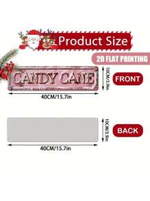 1pc, 16-Inch X 4-Inch Rectangular Aluminum Sign For Candy Lovers, Featuring "Candy Cane" Text With Candy Cane Icon, Pink Retro Design, Perfect Gift For Friends And Family, Waterproof Birthday Home Decor Christmas Decorations Room Decor Christmas - Multicolor - View 7
