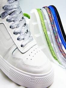 1 para - męskie i damskie modne perłowe sznurowadła, wybór wielokolorowy. Zestaw ozdobnych sznurowadeł z klamrą. Akcesoria do butów, pasujące do wszystkich kolorów trampek, butów do deskorolki, butów płóciennych - 10 różnych kolorów - Zobacz 1