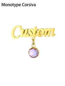 定制个性化新款名字胸针吊坠男女女孩生日石名字胸针镀金名字胸针生日礼物母亲妻子圣诞珠宝礼物 - 金色 - 查看 9