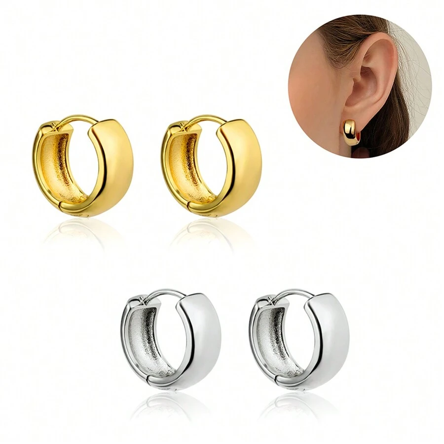 18K GOLD PLATED SMOOTH RING - Bạc - Xem 1