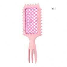 INGRID 1pc Define Curl Styling Brush, Home Hollow Curled Comb, Massage Comb, Wheat Straw Curly Hair Comb, Triple Pointed Tail Design, Effortless Styling For Waves & Bouncy CurlsNylon Air Cushion Comb For Women,With ABS Plastic Handle,Ideal Hair Care Tool For Enhanced Styling - Multicolor - View 10