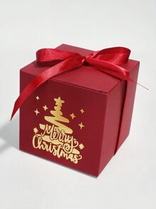 10 件/套红色圣诞树礼盒，带金箔印刷 - 适合节日聚会、婚礼、订婚、生日和新年庆祝活动