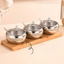 Salt Sugar Pot With Spoon And Lid Stainless Steel Sugar Bowl With A Little Gap Fesign,Light Luxury Nordic Steel Seasoning Box Kitchen Seasoning Jar Oil Salt Msg Bottle Set Container