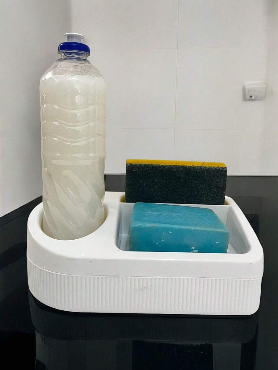 Soap And Sponge Detergent Holder With Base - 白色 - 查看 1