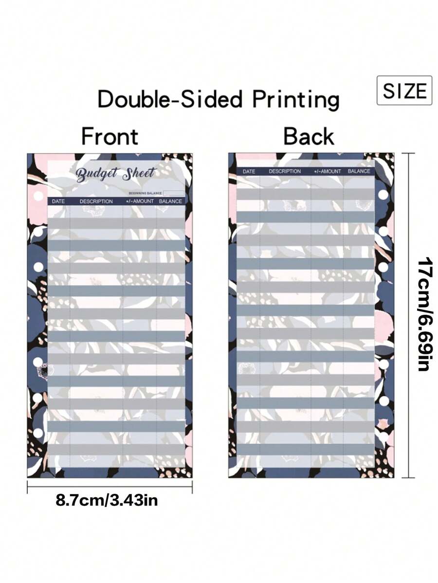 12pcs/Set A6 Household Expense Budget Tracking Refill Sheets, 6 Colors