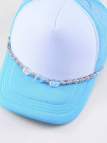 1 件串珠不对称玻璃珠帽子装饰链（不含帽子） - 彩色 - 查看 6